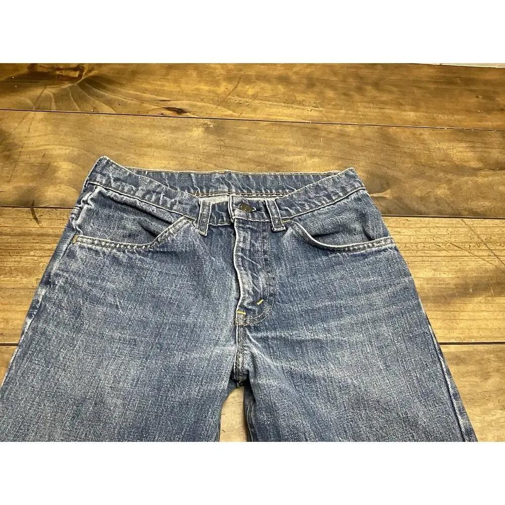 Vintage Levi’s 684 Orange Tab Bell Bottom Jeans 28x30 USA 70s Flare Distressed